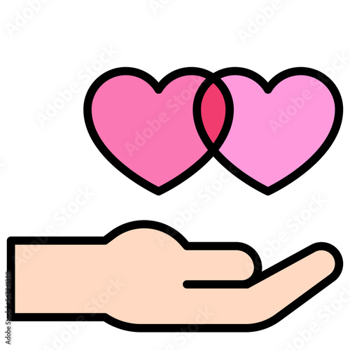 Hand with double heart icon, Valentines day related vector