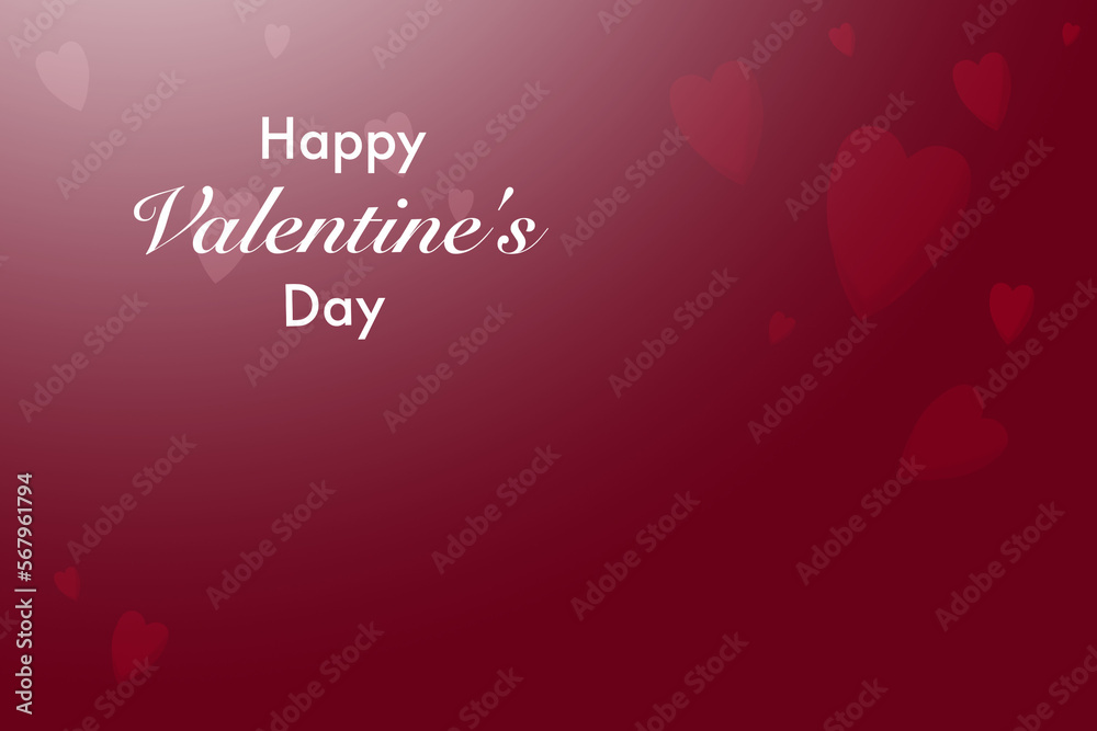 Happy Valentine's day text with heart icon, on red gradient background. illustration. 