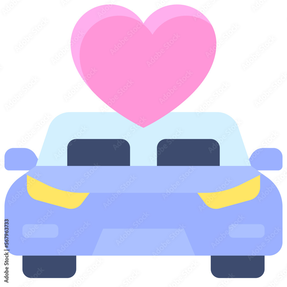 Car with heart icon, Valentines day related vector Car with heart icon, Valentines day related vector