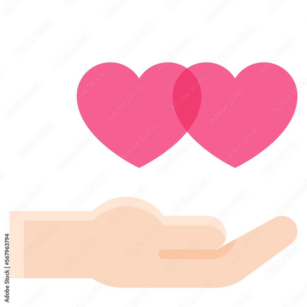 Hand with double heart icon, Valentines day related vector Hand with double heart icon, Valentines day related vector