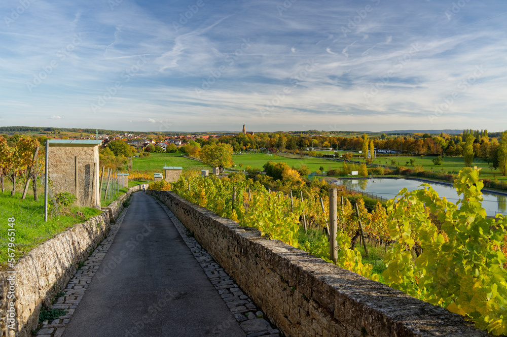 Maria im Weingarten und Weinberge bei Volkach, Unterfanken, Bayern, Deutschland Maria im Weingarten und Weinberge bei Volkach, Unterfanken, Bayern, Deutschland