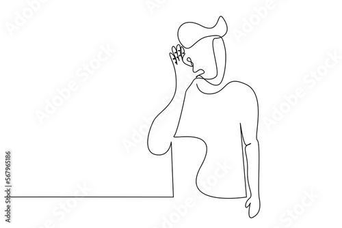 young male brings ear listening attentively hears secretly