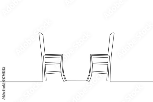 The two chairs are empty, facing each other. psychological therapy human couple