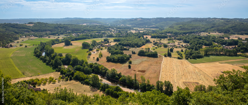 Dordogne landscape panoramic view in France