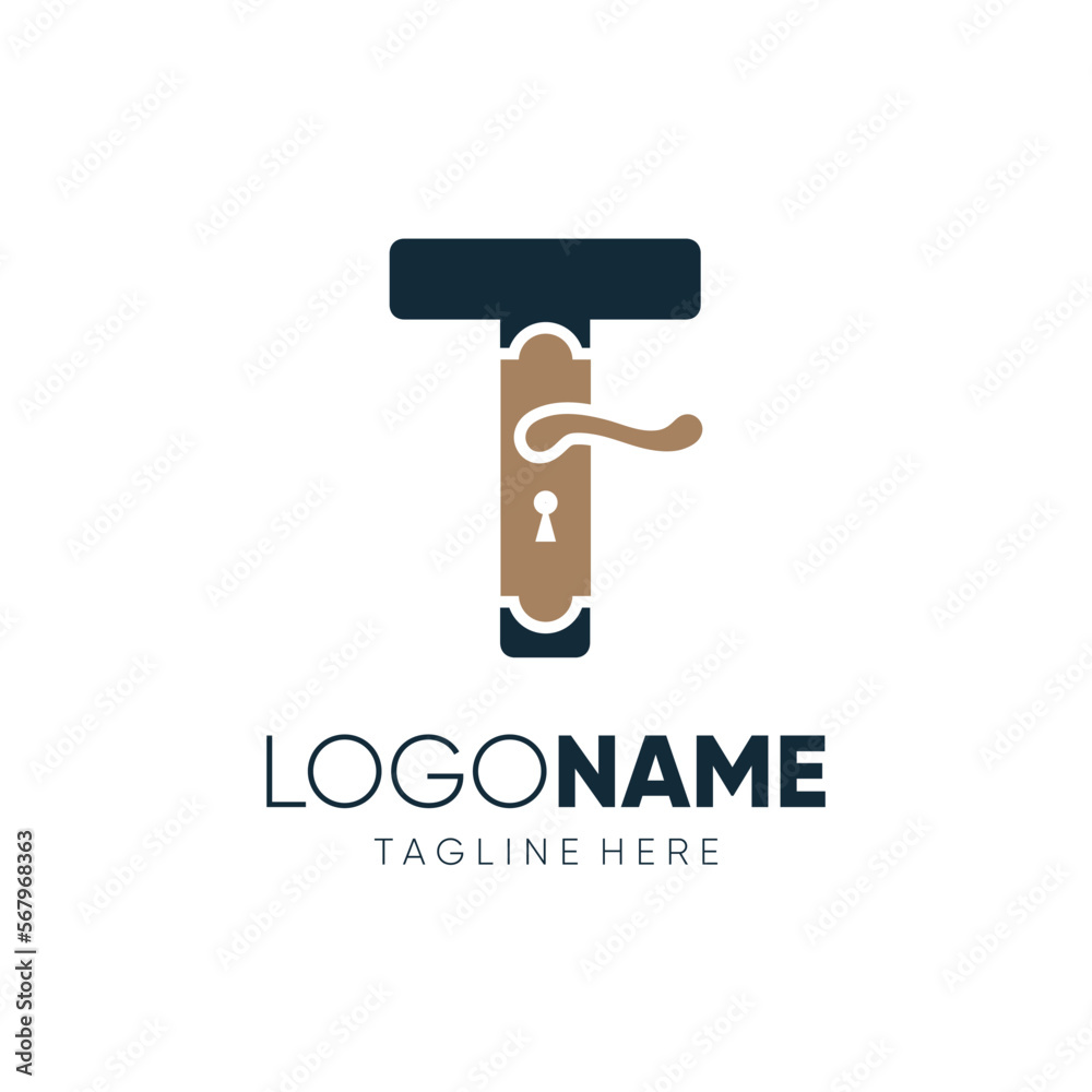 Letter T Door Knop Handles Logo Design Vector Icon Graphic Emblem Illustration Letter T Door Knop Handles Logo Design Vector Icon Graphic Emblem Illustration