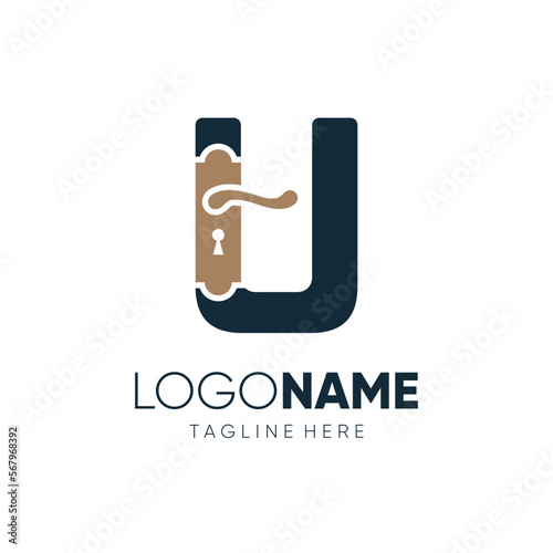 Letter U Door Knop Handles Logo Design Vector Icon Graphic Emblem Illustration