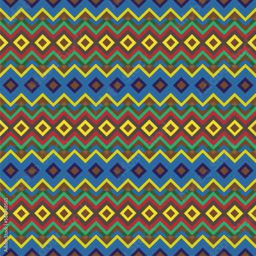 Vector geometric ornament in ethnic style. Seamless pattern with  abstract shapes  repeat tiles. Repeating pattern for decor  fabric textile and fabric.