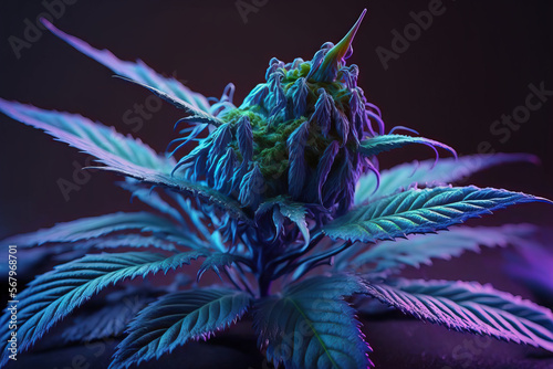 In nature, the blue dream cannabis type is a purple marijuana plant bud. Generative AI