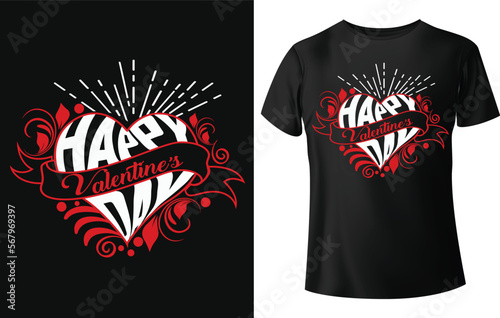 Happy valentine's day typography t shirt design concept.