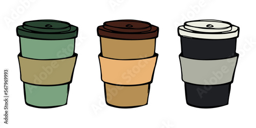 Cute cup of tea or coffee illustration. Simple cup clipart. Cozy home doodle set