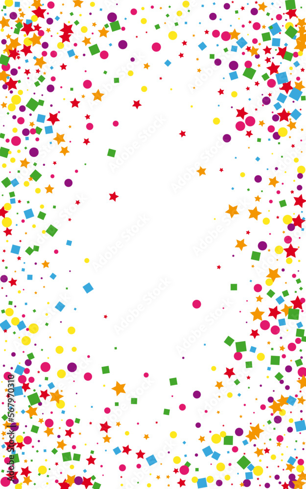Colorful Element Background White Vector. Polka Shrovetide Design. Multicolored Holiday. Bright Geometric Banner. Confetti Festive Card.