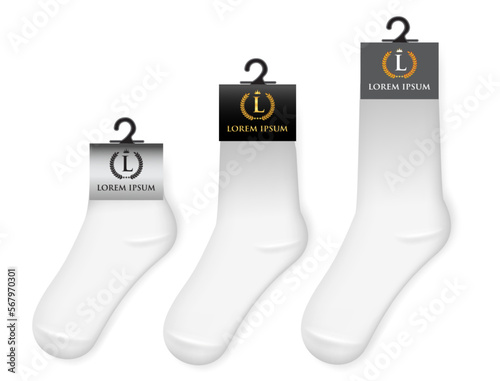 various white socks foot wear mockup isolated 3D illustration