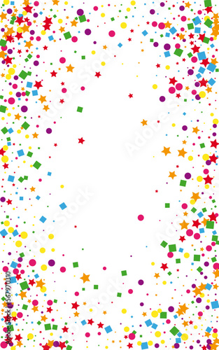 Colorful Element Background White Vector. Polka Shrovetide Design. Multicolored Holiday. Bright Geometric Banner. Confetti Festive Card.