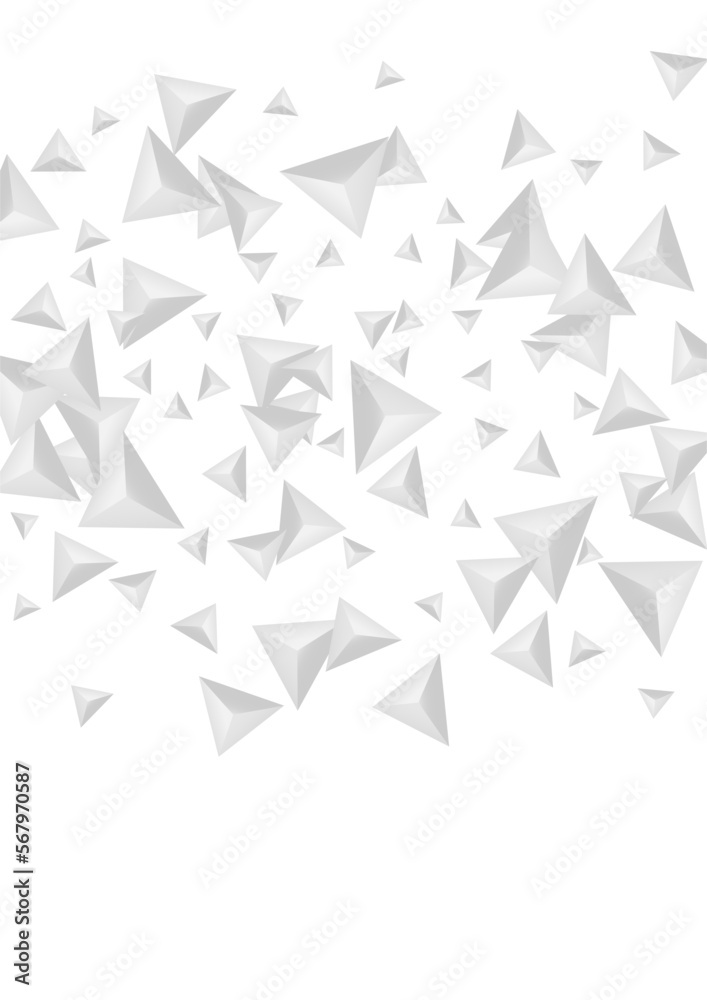 Fototapeta premium Silver Origami Background White Vector. Fractal Classic Backdrop. Grizzly Simple Tile. Polygon Geometry. Gray Triangle Illustration.