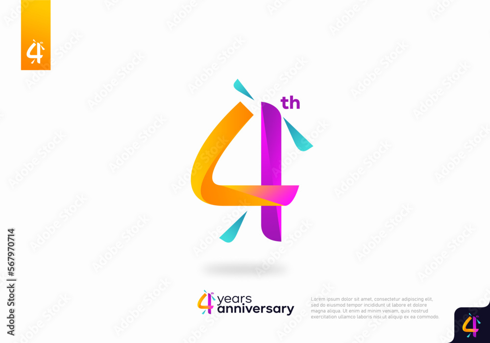 Number 4 logo icon design, 4th birthday logo number, 4th anniversary. Number 4 logo icon design, 4th birthday logo number, 4th anniversary.