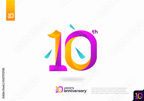 Number 10 logo icon design, 10th birthday logo number, 10th anniversary.