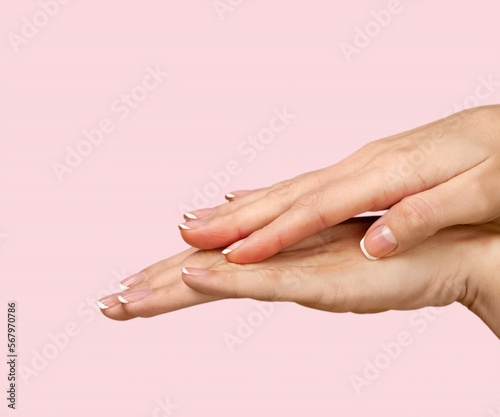 Hands of a beautiful woman with perfect nails polish