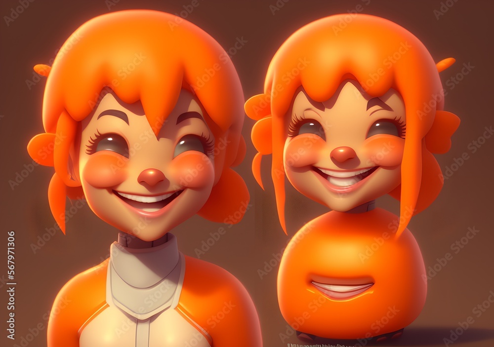 Cute Smiling Tangerine Character, Generative AI Illustration