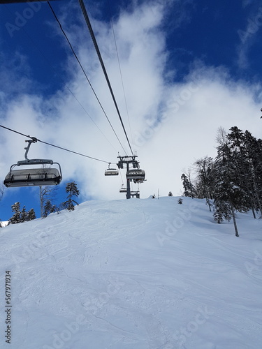 ski lift, recreation in the mountains skiing or snowboarding