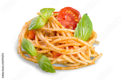 Tasty Italian pasta with tomato sauce