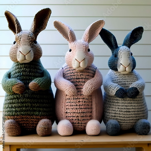 Three Yarn Bunnies