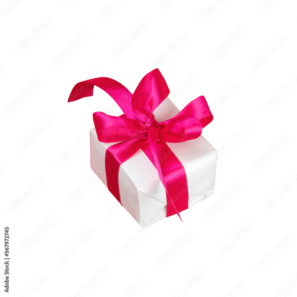 White gift box with red bow .Isolated on a white background. Element for design White gift box with red bow .Isolated on a white background. Element for design