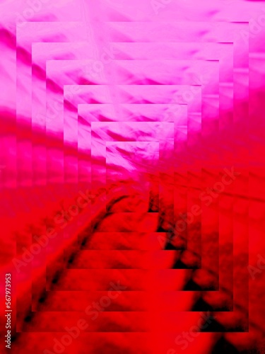 rows of red seats optical illusion 3d abstract illustration background 