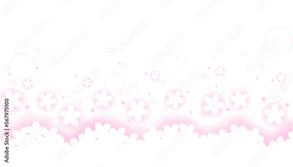 ピンクのかわいい桜柄キラキラハーフトーン素材　16：9