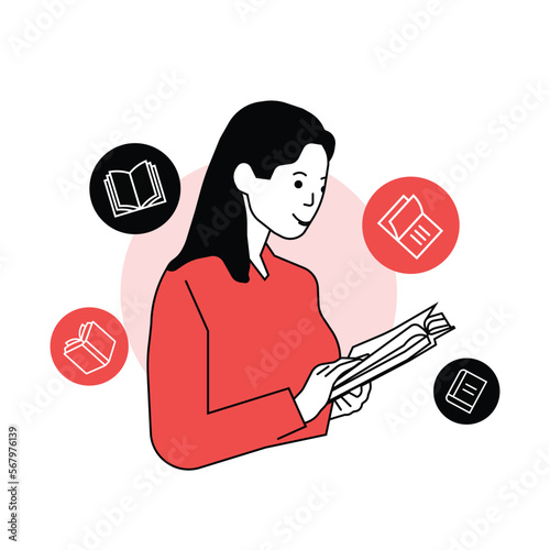 Reading Book Illustration trendy vector files