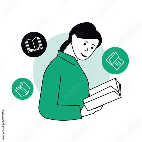 Reading Book Illustration trendy vector files