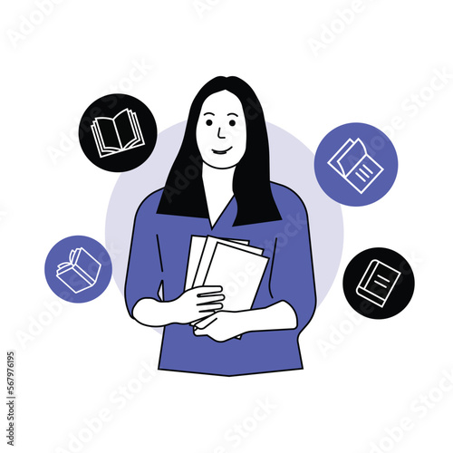 Reading Book Illustration trendy vector files