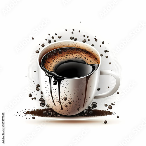 Cup of coffee vector illustration. Generative AI.