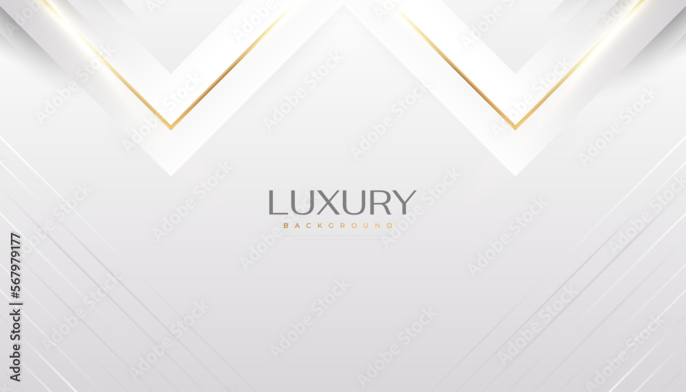Luxury White and Gold Background with Golden Lines and Paper Cut Style. Premium Gray and Gold Background for Award, Nomination, Ceremony, Formal Invitation or Certificate Design