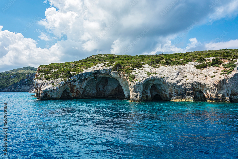 Seascape. Blue caves of Zakynthos island (Greece)