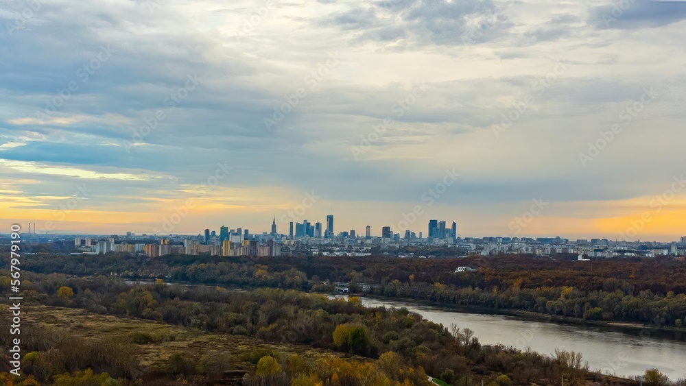 Colorful Warsaw, panorama of the city