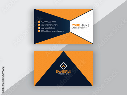 Business card design template, Clean professional business card template, Modern presentation card with company logo, Creative and modern business card template.