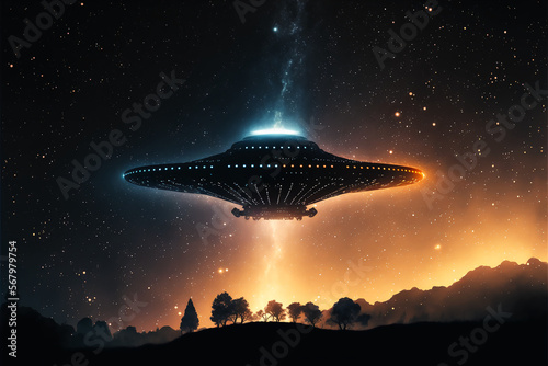 UFO, unidentified flying object, UAP, Unidentified Aerial Phenomena. Generative AI.