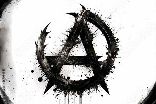 Anarchy symbol, capital letter A, global culture. Generative AI. photo