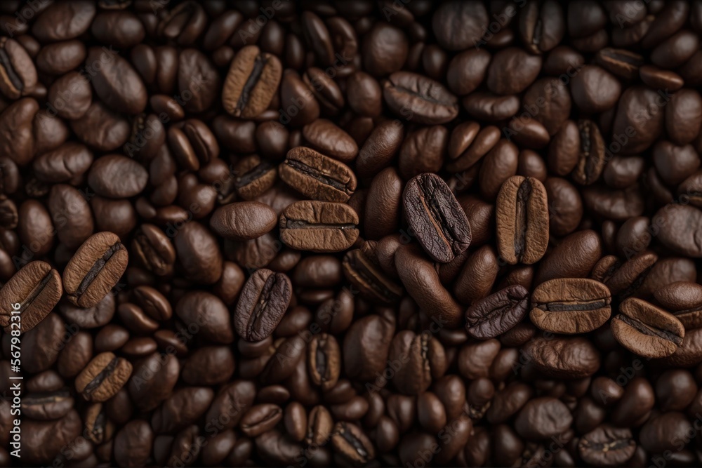 Fototapeta premium Seamless coffee beans background wallpaper. Generated by AI.