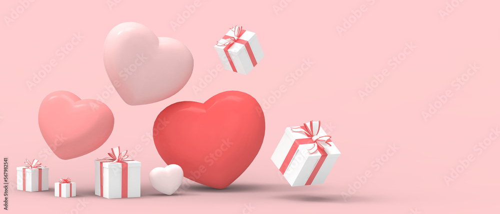 Happy Valentine's Day Greeting Card sells banner and Gift box with heart balloon for mother's day on pink background. Wedding, brochure, Anniversary, birthday, Inspiration, Romantic -3d Rendering Happy Valentine's Day Greeting Card sells banner and Gift box with heart balloon for mother's day on pink background. Wedding, brochure, Anniversary, birthday, Inspiration, Romantic -3d Rendering