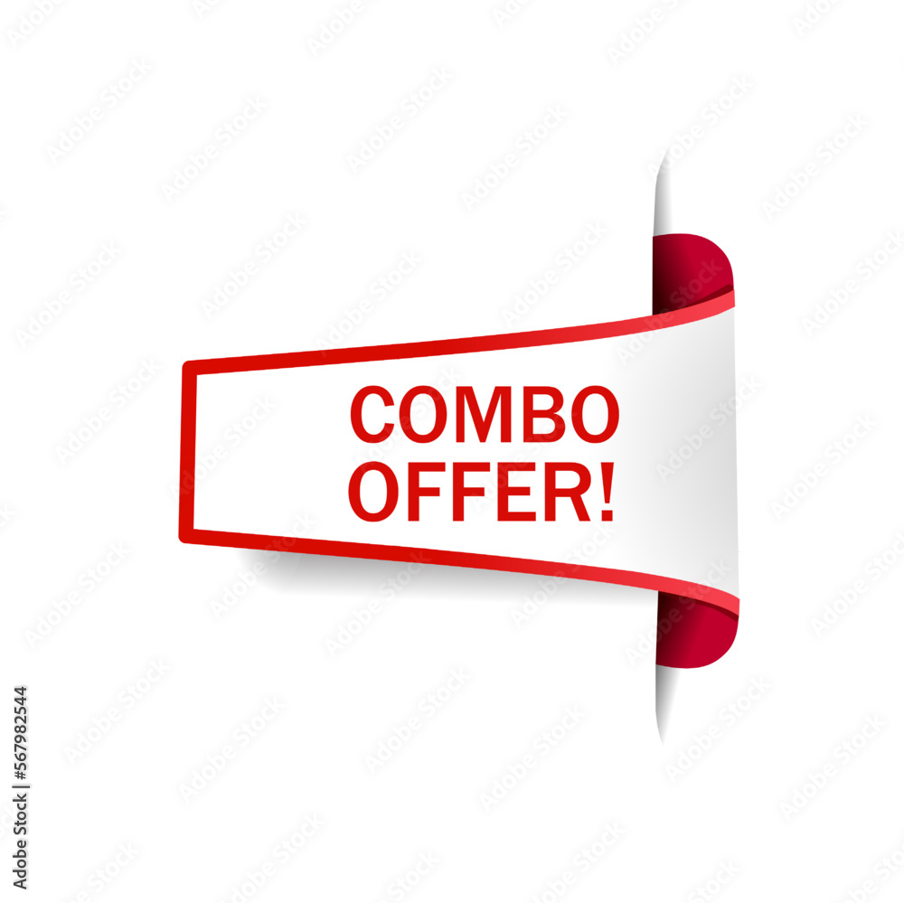 Combo offer banner design. Special offer Big discount. Store badge. Web  element. Flat vector illustration. Stock Vector