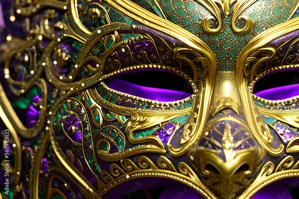 Mardi Gras Mask - Intricate and ornate mask in traditional Mardi Gras, Courir de Mardi Gras Mardi Gras Mask - Intricate and ornate mask in traditional Mardi Gras, Courir de Mardi Gras