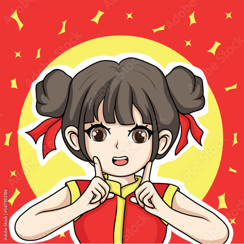 illustration art cute chibi chinese girl character design