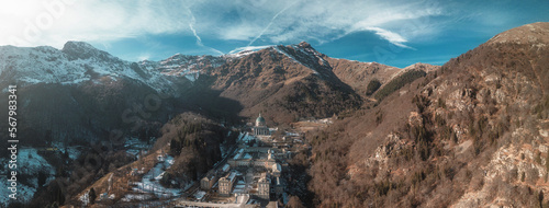Santuario di Oropa, veduta panoramica da drone