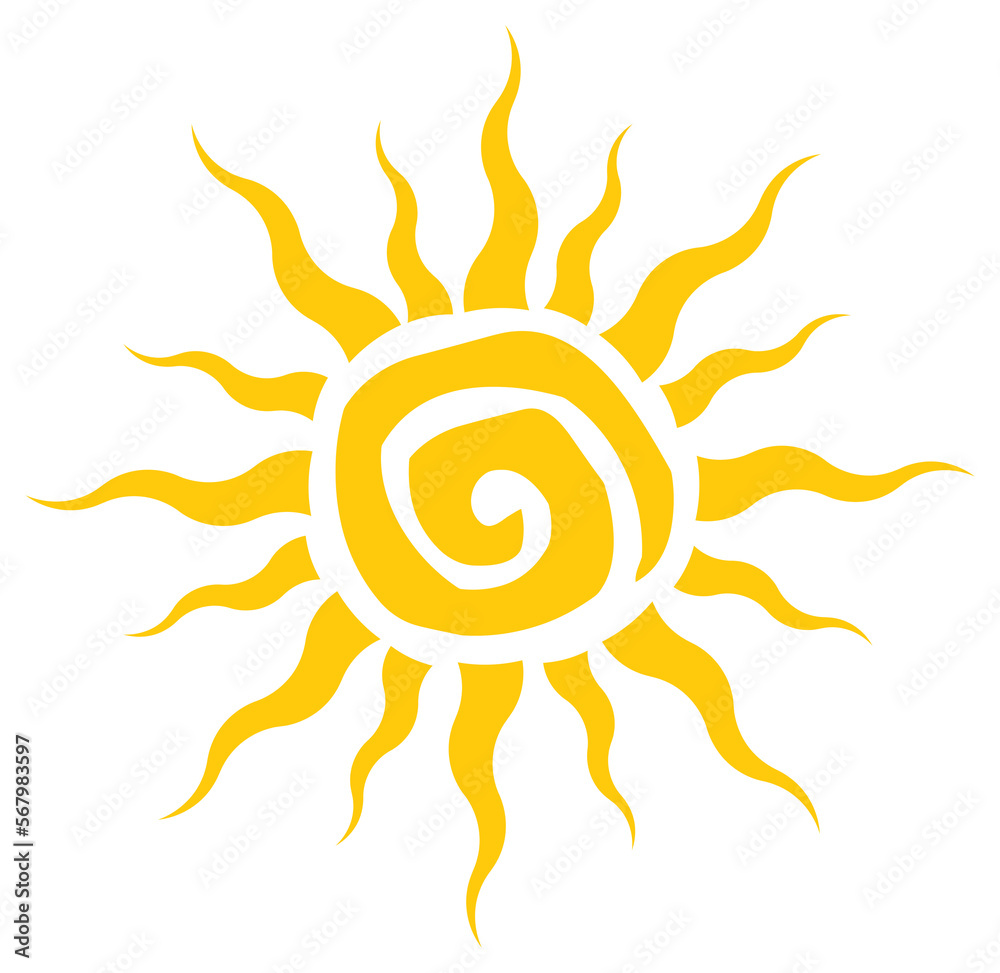 Abstract Sun Simple Design. Hand Drawn Illustration Isolated On Transparent Background Abstract Sun Simple Design. Hand Drawn Illustration Isolated On Transparent Background