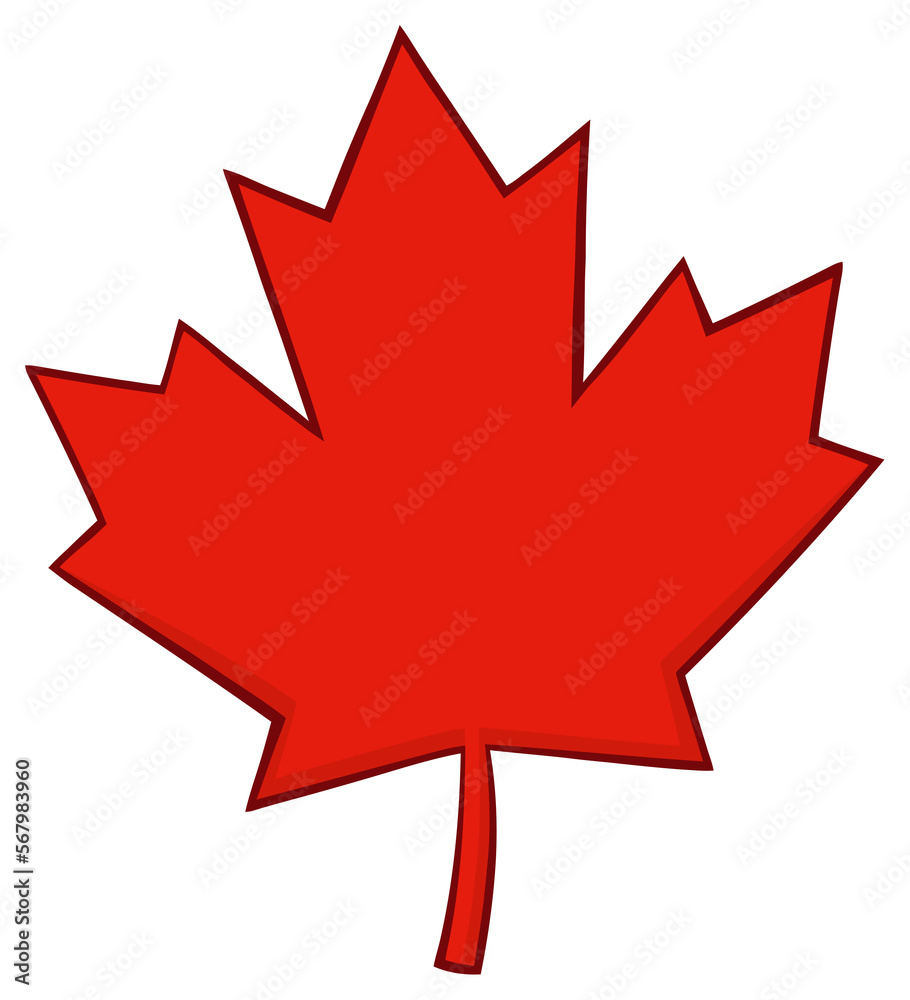 Canadian Red Maple Leaf Line Cartoon Drawing. Hand Drawn Illustration Isolated On Transparent Background Canadian Red Maple Leaf Line Cartoon Drawing. Hand Drawn Illustration Isolated On Transparent Background