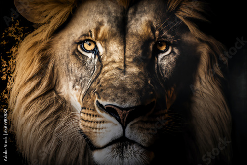 Lion wallpaper. Carnivorous African mammal. Panthera leo. Generative AI.