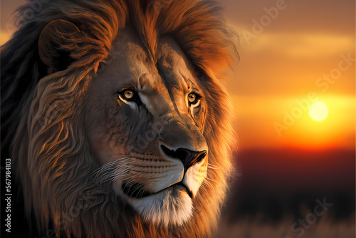 Lion wallpaper. Carnivorous African mammal. Panthera leo. Generative AI. © Worldillustrator