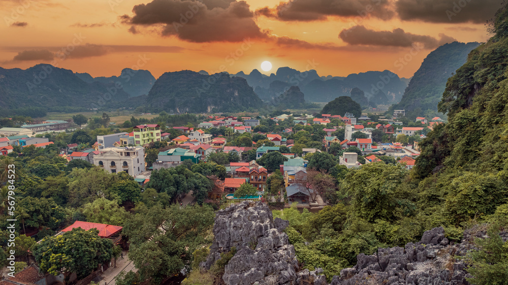Ninh Binh in Vietnam during golden hour
