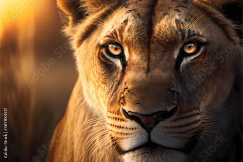 Lioness wallpaper. Carnivorous African mammal. Panthera leo. Generative AI.